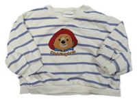 Bielo-modrá pruhovaná oversize mikina s medvídkem Paddington Next