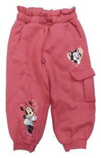 Tmavorůžové paper bag tepláky s Minnie a kapsou C&A