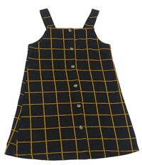 Tmavomodro-medové kockované šaty s gombíky F&F