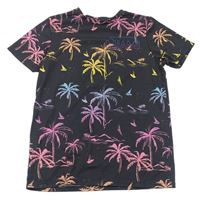 Sivé tričko s barevnými palmičkami Primark