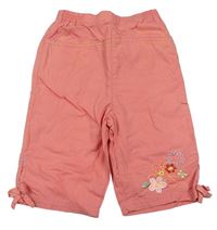 Ružové plátenné capri nohavice s kvietkami C&A