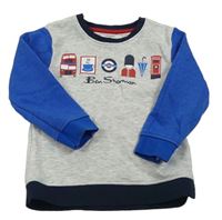 Sivo-modrá mikina s obrázkami zn. Ben Sherman
