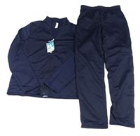 2set - Tmavomodrá sportovní propínací funkční mikina + tepláky Decathlon