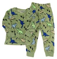 Zelené chlpaté pyžama s dinosaurami