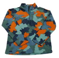 Zeleno-modro-oranžová vzorovaná fleecová funkčná mikina zn. Mountain Warehouse