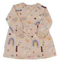 Ružové bavlnené šaty s obrázkami zn. Next