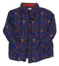 Modro-červeno-zelená kostkovaná košile se soby George