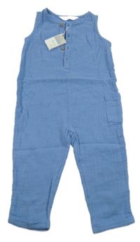 Nové - Modrý mušelínový nohavicový overal Primark