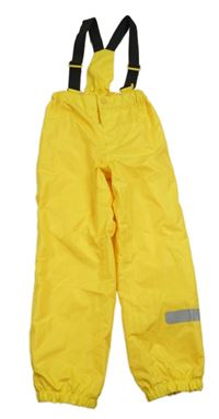 Horčicové šušťákové podšité nohavice s trakami Alive