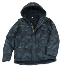 Černá vzorovaná šusťáková zimní bunda s kapucí Yigga