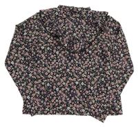 Černo-růžová květovaná halenka s volánkem Matalan