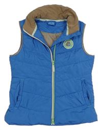 Modrá šusťáková zateplená jezdecká vesta s nášivkou Steeds