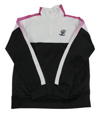 Bielo-čierno-ružová športová mikina s výšivkou Illusive