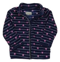 Tmavomodro-biela pruhovaná fleecová prepínaci mikina s hviezdami Impidimpi