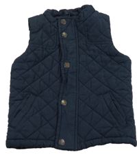 Tmavomodrá prešívaná šušťáková zateplená vesta Next