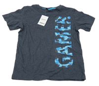 Nové - Tmavomodré melírované tričko s nápisem Next