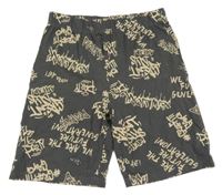 Tmavosivé bavlnené kraťasy s nápismi Infinity Kids