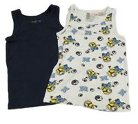 2x tílko - bílé s Mimoni + tmavomodré