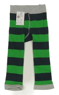 Nové - Zeleno-tmavozelené pruhované punčocháče bez šlapiček Blade&Rose