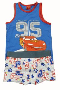 2set - Modré tielko s Bleskem McQueenem + svetlosivé boxerky s tlapkami - Paw Patrol