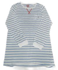 Bílo-modrá pruhovaná noční košile s nápisem Tchibo