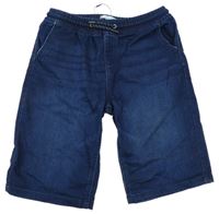 Tmavomodré teplákové rifľové kraťasy Primark