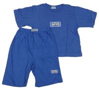 2set - Modré tričko s potiskem + bavlnené kraťasy