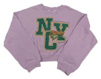 Levandulová crop mikina s nápisom H&M