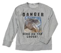 Sivá melírovaná mikina s měnícím dinosaurom H&M