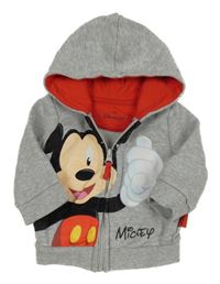 Sivá melírovaná prepínaci mikina s Mickeym a kapucňou Disney