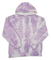 Lila-biela batikovaná mikina s kapucňou Primark