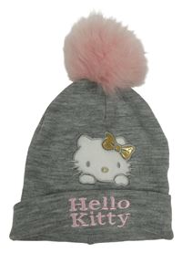 Šedá melírovaná čepice s Hello Kitty a bambulí C&A