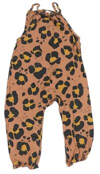Oranžovo-čierny nohavicový bavlnený overal s leopardím vzorom Next