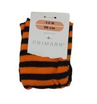 Oranžovo-čierne pruhované pančuchy Primark