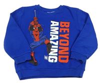 Modrá mikina s nápisom a Spidermanem Primark