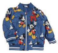 Tmavomodrá šušťáková zateplená bunda s Mickeym Disney