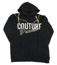 Černá mikina s nápisem a kapucí River Island