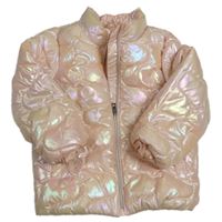 Světlerůžová šusťáková prošívaná zateplená metalická bunda Minoti