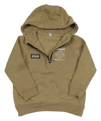 Oříšková mikina s potiskem a kapucí Tu