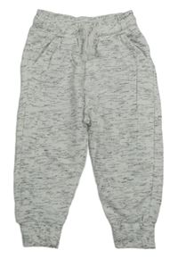 Bílo-šedé melírované tepláky 