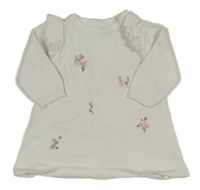 Bílé pletené šaty s výšivkou květů Nutmeg