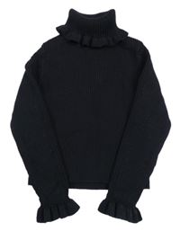 Čierny rebrovaný svetrový crop rolák Matalan