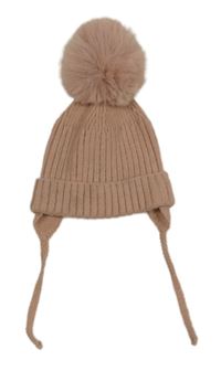 Starorůžová pletená čepice s bambulí 