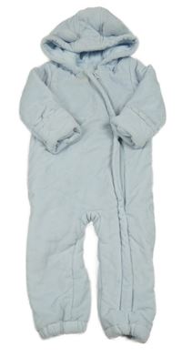 Svetlomodrá rebrovaná zamatová zateplená kombinéza s kapucňou Matalan