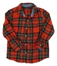 Červeno-černo-zelená kostkovaná košile Next