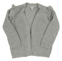 Sivý trblietavý svetrový cardigan s volánikmi Primark