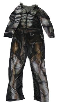 Nové - hnědo-černý vzorovaný overal - vlkodlak 