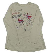 Smetanové triko s jednorožcem a nápisem Nutmeg