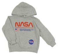 Sivá melírovaná mikina s nápisom a kapucí - Nasa H&M