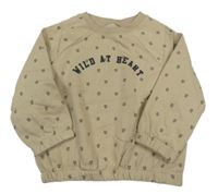 Béžová vzorovaná overisze mikina s nápisom